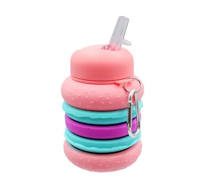 Спортивна складна пляшка для води з карабіном, пляшечка для спорту та тренувань 550мл OSPORT (MS 4953)