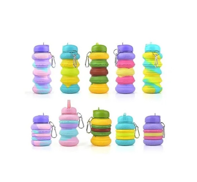 Спортивна складна пляшка для води з карабіном, пляшечка для спорту та тренувань 550мл OSPORT (MS 4953)