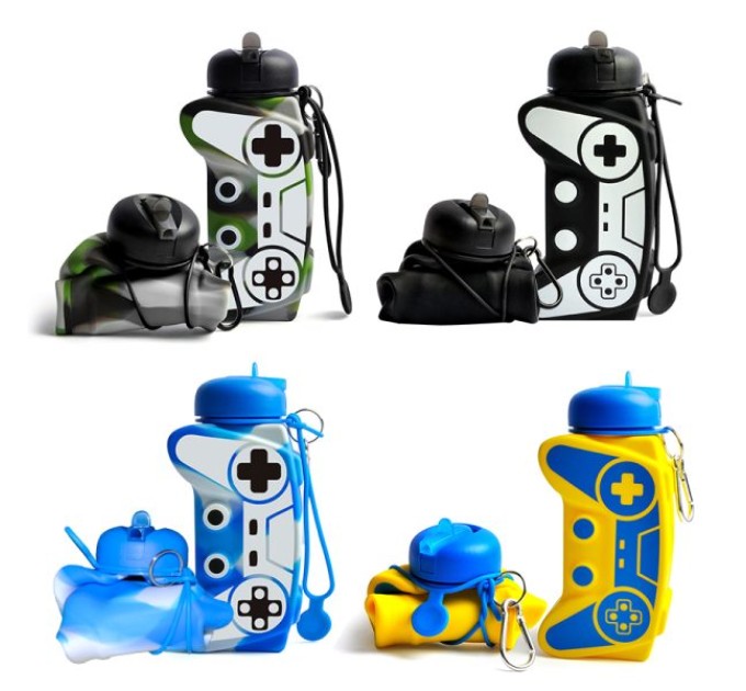 Спортивна складна пляшка для води з карабіном, пляшечка для спорту та тренувань 550мл OSPORT (MS 4955)