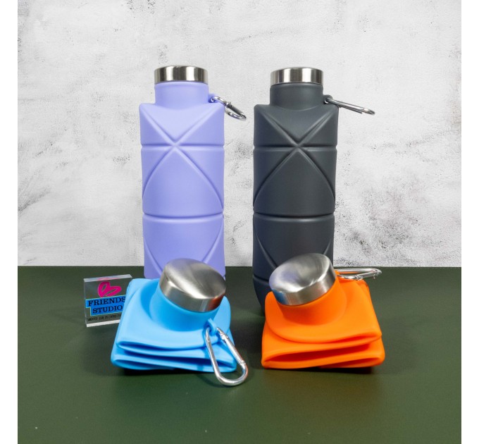 Спортивная складная бутылка для воды с карабином, бутылочка для спорта и тренировок 600мл OSPORT (MS 4956)