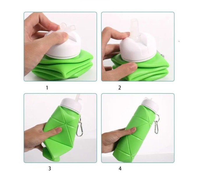 Спортивная складная бутылка для воды с карабином, бутылочка для спорта и тренировок 600мл OSPORT (MS 4956)