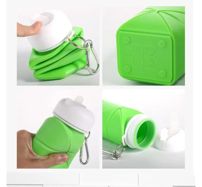 Спортивная складная бутылка для воды с карабином, бутылочка для спорта и тренировок 600мл OSPORT (MS 4956)