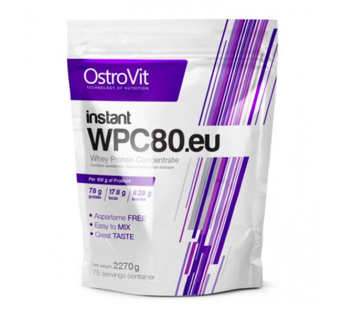 Концентрат сироватково-білковий instant протеїн WPC80.eu порошок 2.27кг OstroVit (08389-01)