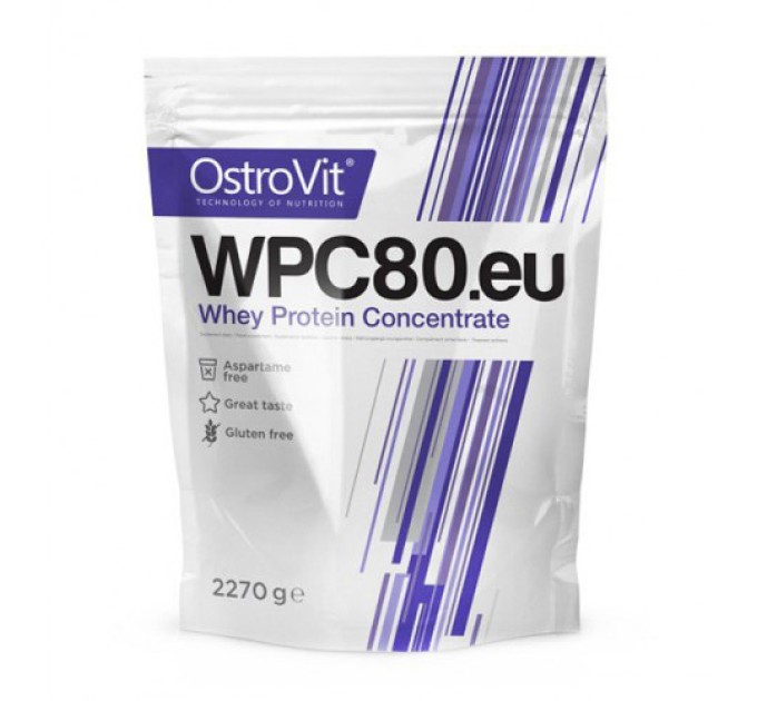 Концентрат сироватково-білковий протеїн WPC80.eu порошок 2.27кг OstroVit (08401-07)