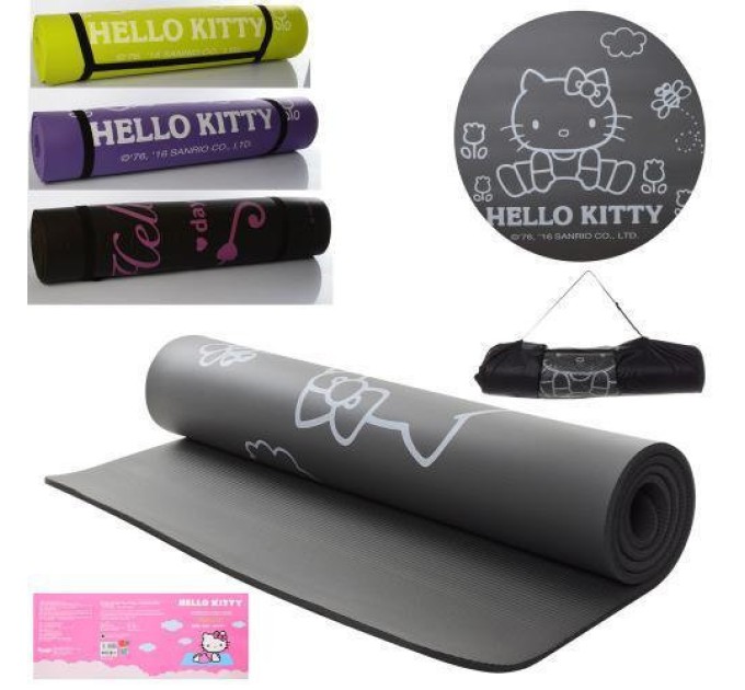 Килимок-Мат для йоги та фітнесу зі спіненого каучуку Hello Kitty NBR 174х79см + чохол (MS 2608-6)