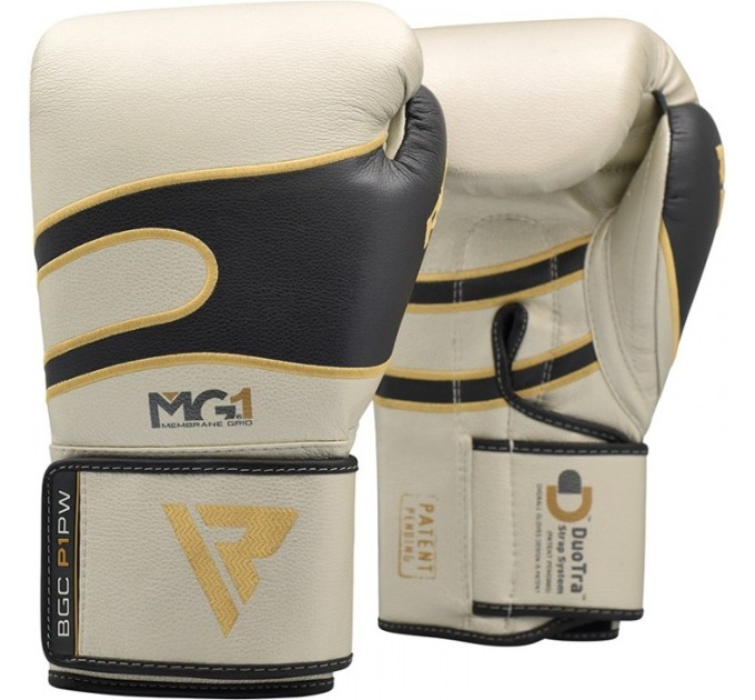Боксерские перчатки кожаные перламутрово-белые RDX (40247)
