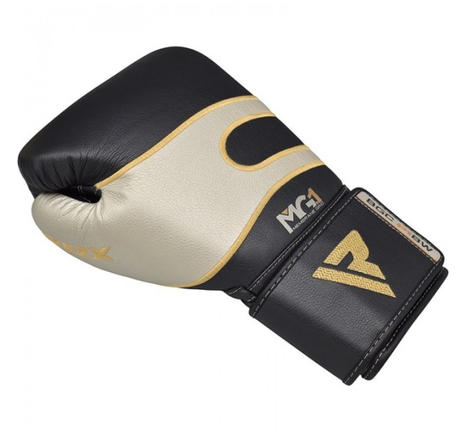 Боксерские перчатки кожаные черно-белые RDX (40248)