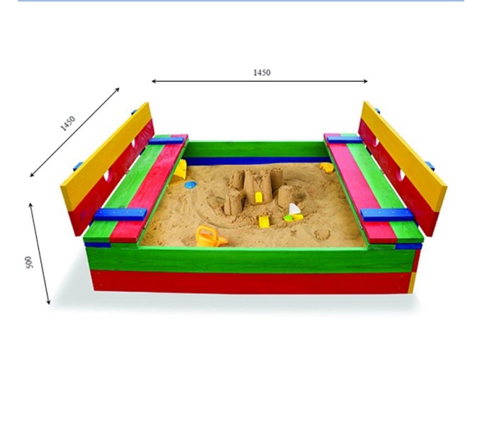 Детская песочница 1,45х1,45м со скамейками SportBaby (Песочница-11)