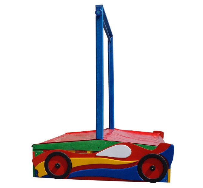 Дитяча пісочниця Машинка 1,45х1,45м з навісом та кришкою SportBaby (Пісочниця-12)