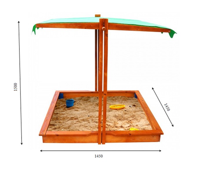 Детская песочница 1,45х1,45м с навесом SportBaby (Песочница-22)