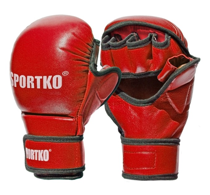 Перчатки с открытыми пальцами кожаные Sportko (ПК-7)