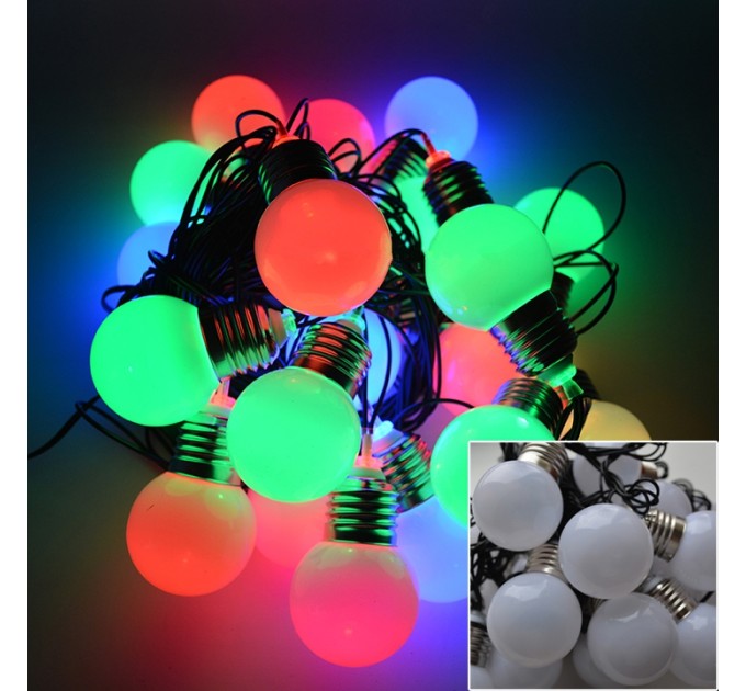 Гирлянда новогодняя (украшение) разноцветная пластиковая на 20 лампочек для дома Лампочки цоколь 3.5м (R82846)