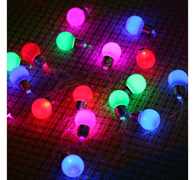 Гірлянда новорічна (прикраса на ялинку) кольорова пластикова 20 ламп для дому 3.5м Stenson (R82846)