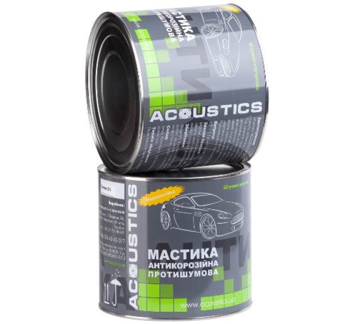 Мастика для авто битумно каучуковая ACOUSTICS 0.8 кг (противошумная, антикоррозионная для днища)