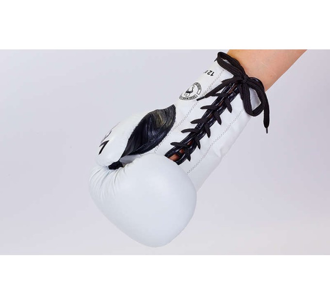 Перчатки боксерские кожаные на шнуровке VENUM 10,12,14 унций (VL-5786)