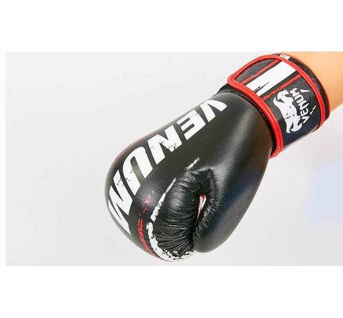 Рукавички боксерські (для боксу) шкіряні на липучці 10-12oz VENUM (MA-6749)