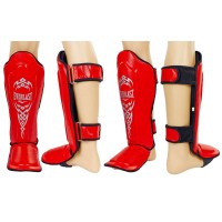 Защита для голени и стопы кожаная Муай Тай, ММА, Кикбоксинг ELAST VL-8101-B Защита для голени и стопы кожаная Муай Тай, ММА, Кикбоксинг ELAST VL-8101-B