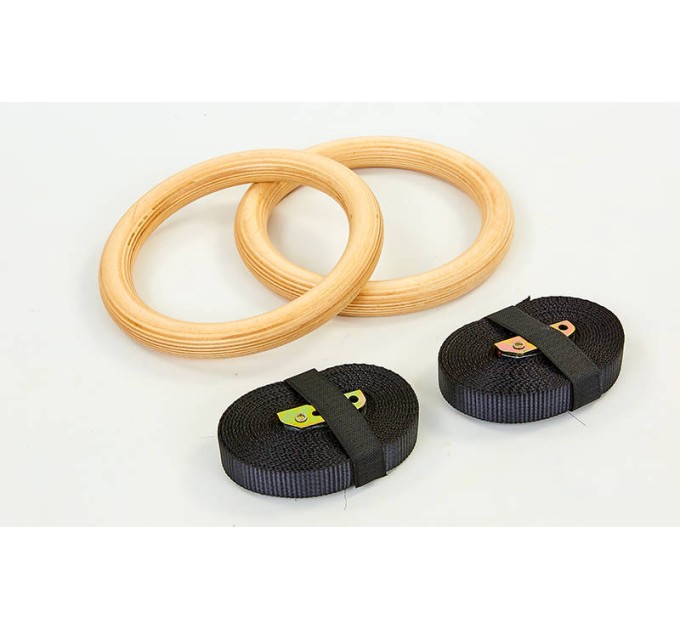 Кольца гимнастические для кроссфита/гимнастики и шведской стенки с регулировкой деревянные OSPORT (OF-0006)