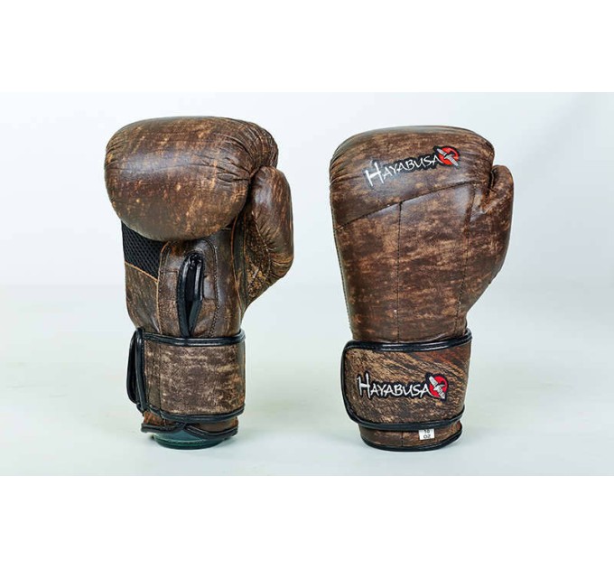 Рукавички боксерські (для боксу) шкіряні на липучці 10-12oz HAYAB KANPEKI (VL-5779)