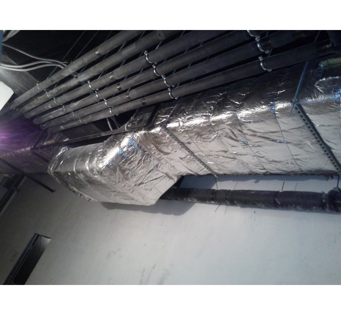 Тепло-шумоизоляция из вспененного каучука SoundProOFF Flex Sheet с фольгой и клеем 25мм