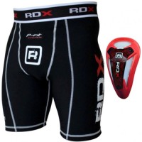 Шорты MMA компрессионные RDX с ракушкой Red