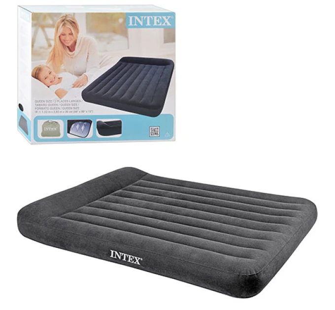 Надувной матрас-кровать для дома и природы (пляжный) с насосом 203х152см Intex (66769)