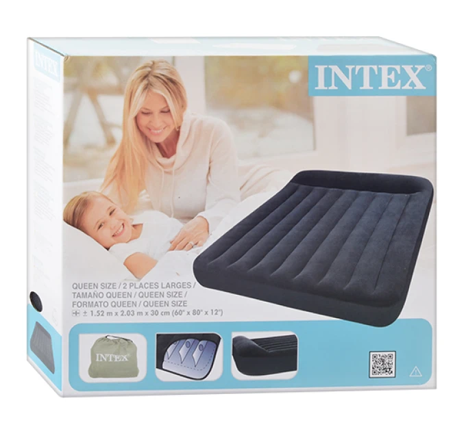 Надувной матрас-кровать для дома и природы (пляжный) с насосом 203х152см Intex (66769)
